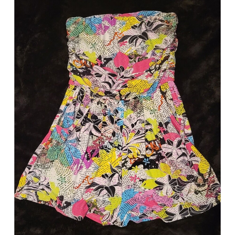 Woman's Love Romper Size XL Artsy Colorful Abstract Floral With Pockets
